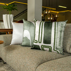 Capa Almofada Acetinada Verde e Branca Silk Home 50x50cm