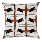 Capa Almofada Acetinada Bordada Preta e Terracota Silk Home 50x50cm