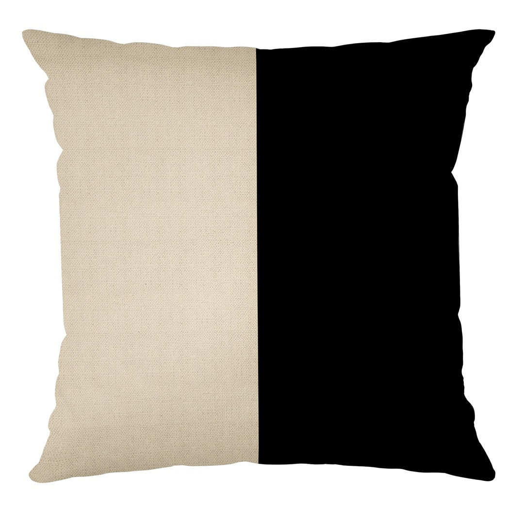 Capa Almofada Veludo Luxor Preta e Bege  50x50cm