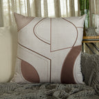 Capa Almofada Veludo Luxor Geométrica Branca e Bege 50x50cm