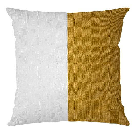 Capa Almofada Veludo Luxor Branca e Amarelo Açafrão 50x50cm