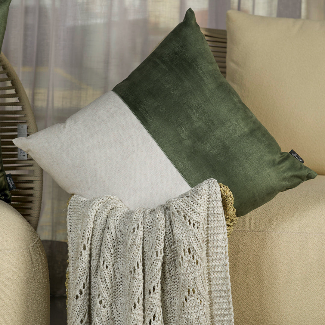 Capa Almofada Veludo Luxor Branca e Bege 50x50cm