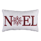 Capa Almofada Natalina Bordada c/ Pelúcia Branca e Veludo Vermelho 35x55cm