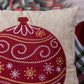 Capa Almofada Aveludada Bordada Enfeite Bola de Natal 43x43cm