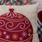Capa Almofada Aveludada Bordada Enfeite Bola de Natal 43x43cm