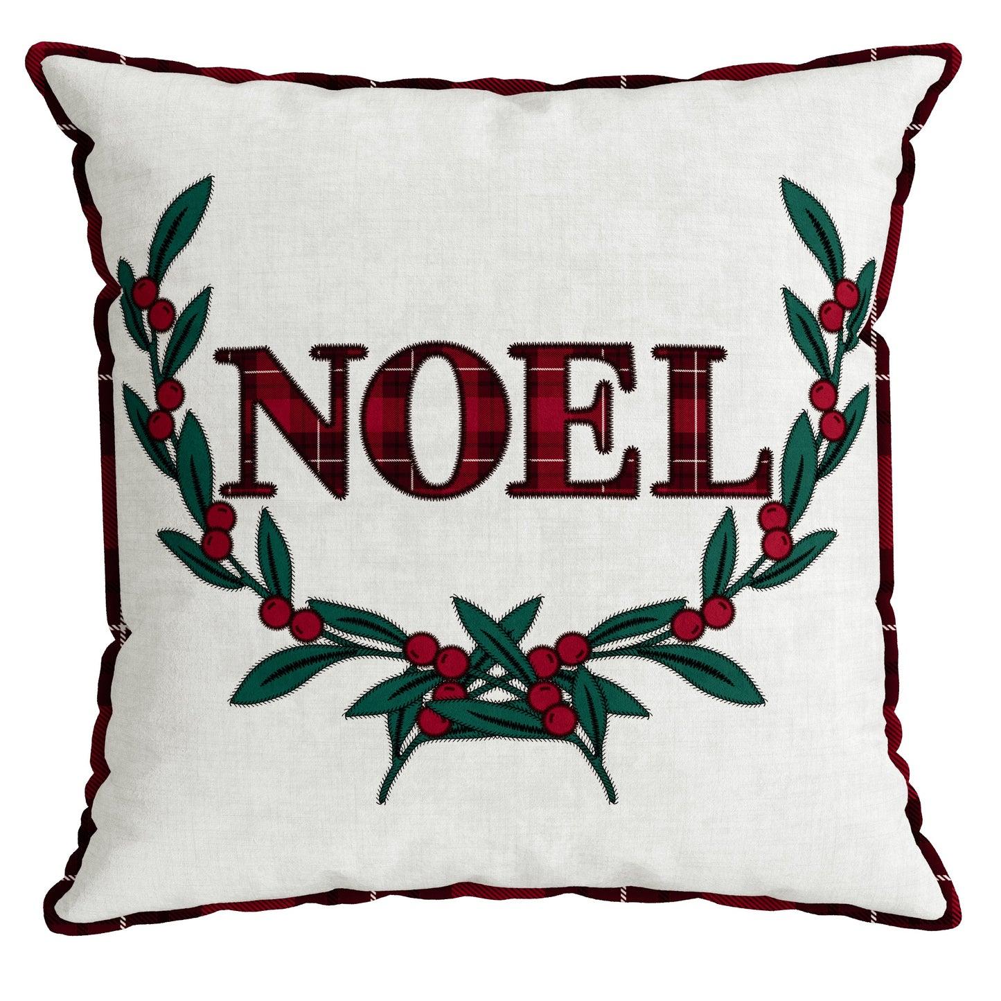 Capa Almofada Natalina Veludo Branco Papai Noel 50x50cm c/ Cordonê