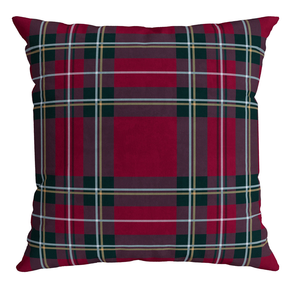 Capa Almofada Natalina Veludo Xadrez Clássica 50x50cm