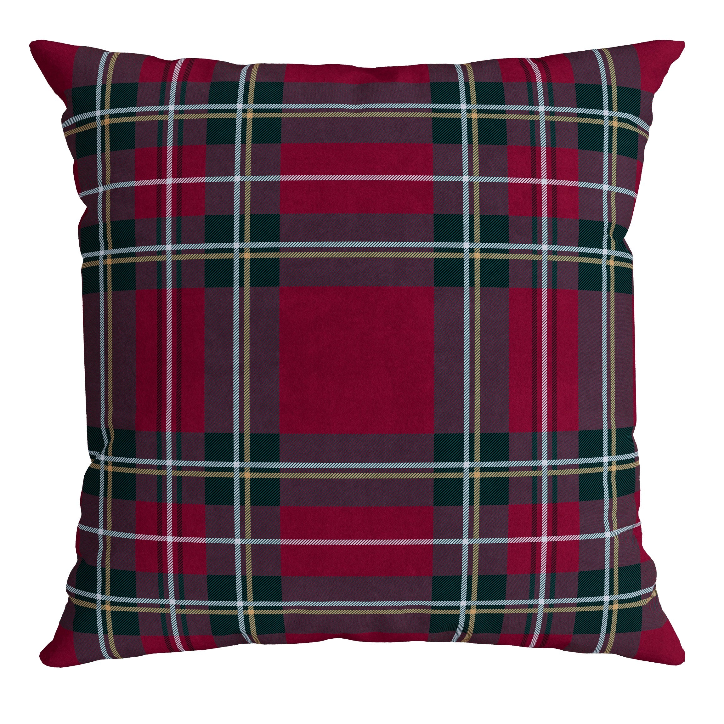 Capa Almofada Natalina Veludo Xadrez Clássica 50x50cm