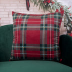 Capa Almofada Natalina Veludo Xadrez Clássica 50x50cm