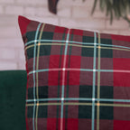 Capa Almofada Natalina Veludo Xadrez Clássica 50x50cm