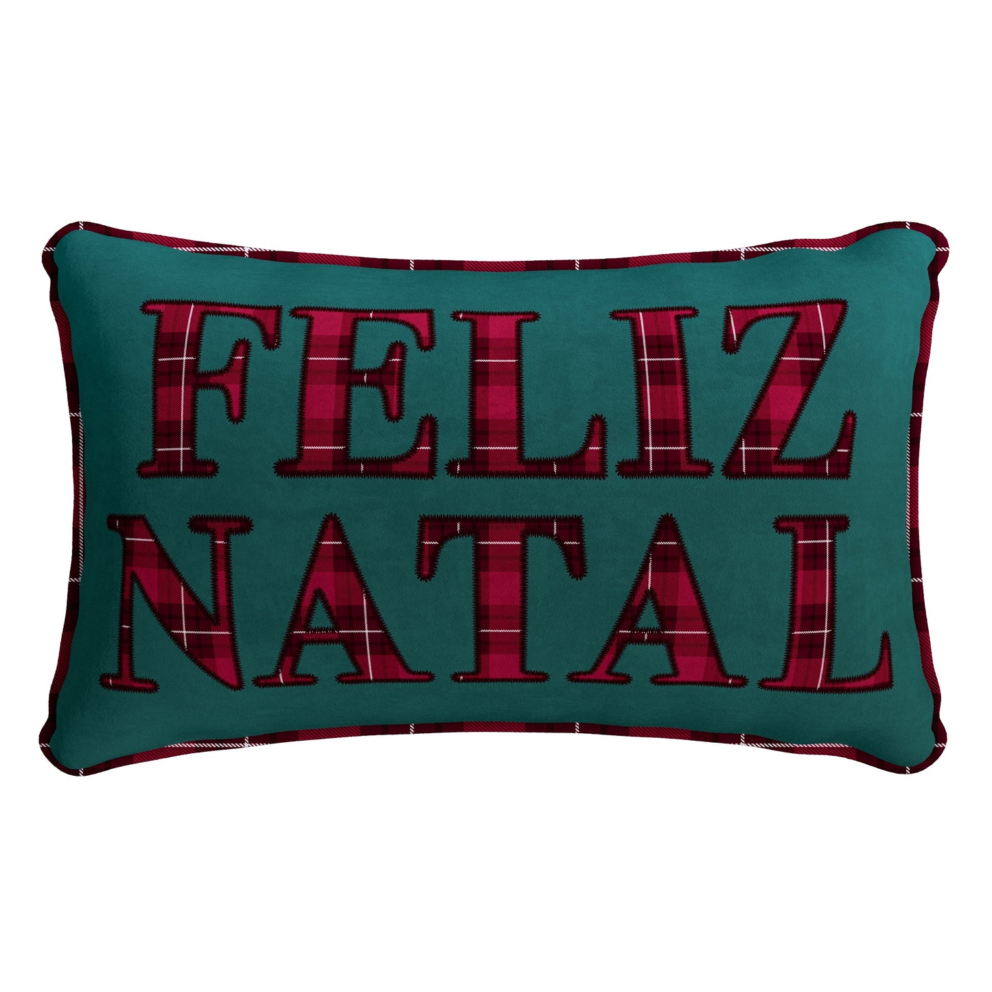 Capa Almofada Natalina Veludo Verde - Feliz Natal 35x55cm