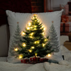 Capa Almofada Aveludada Árvore de Natal com Luzes em Led 43x43cm