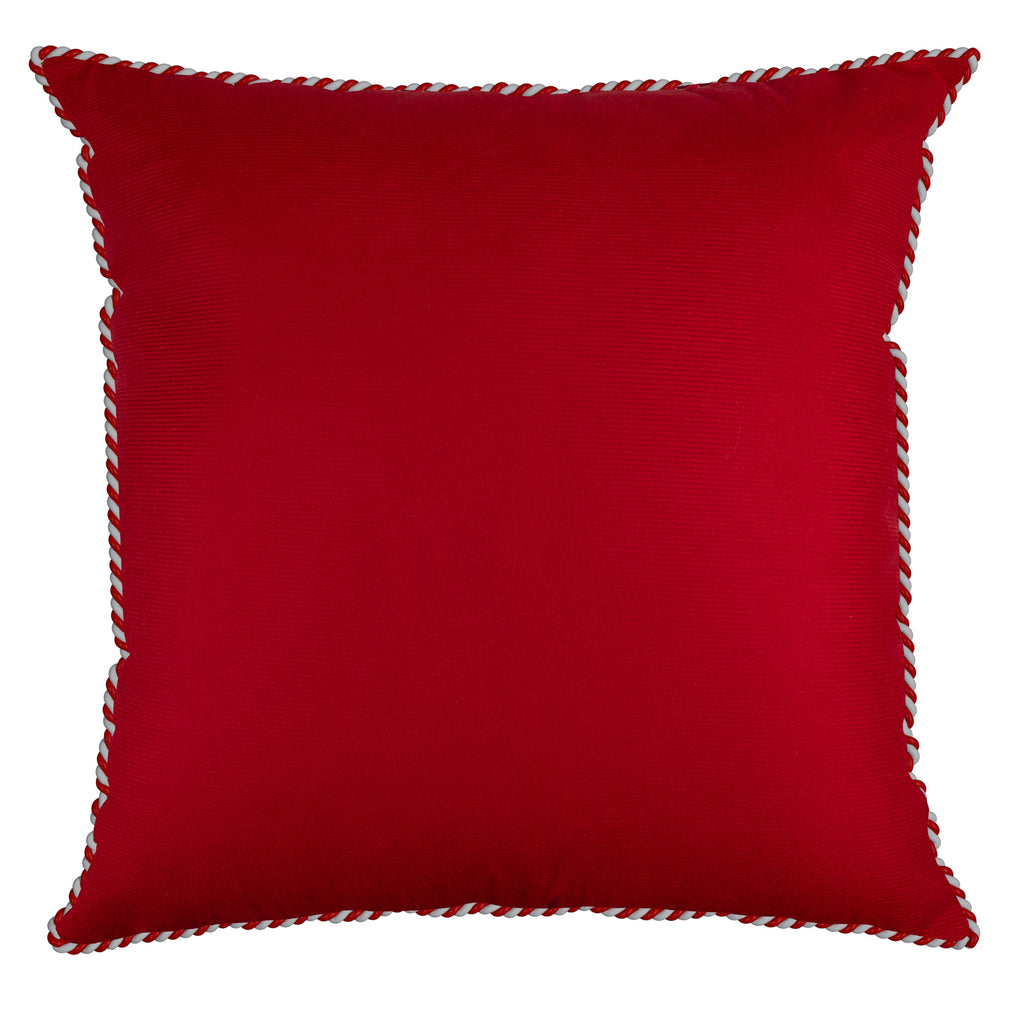 Capa Almofada Natalina Aveludada Lisa 43x43cm c/ Cordonê