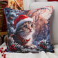 Capa Almofada Natalina Filhote de Gato 43x43cm c/ Cordão