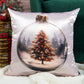 Capa Almofada Cetim Branco Champagne - Bola de Natal Globo de Neve 43x43cm