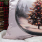 Capa Almofada Cetim Branco Champagne - Bola de Natal Globo de Neve 43x43cm