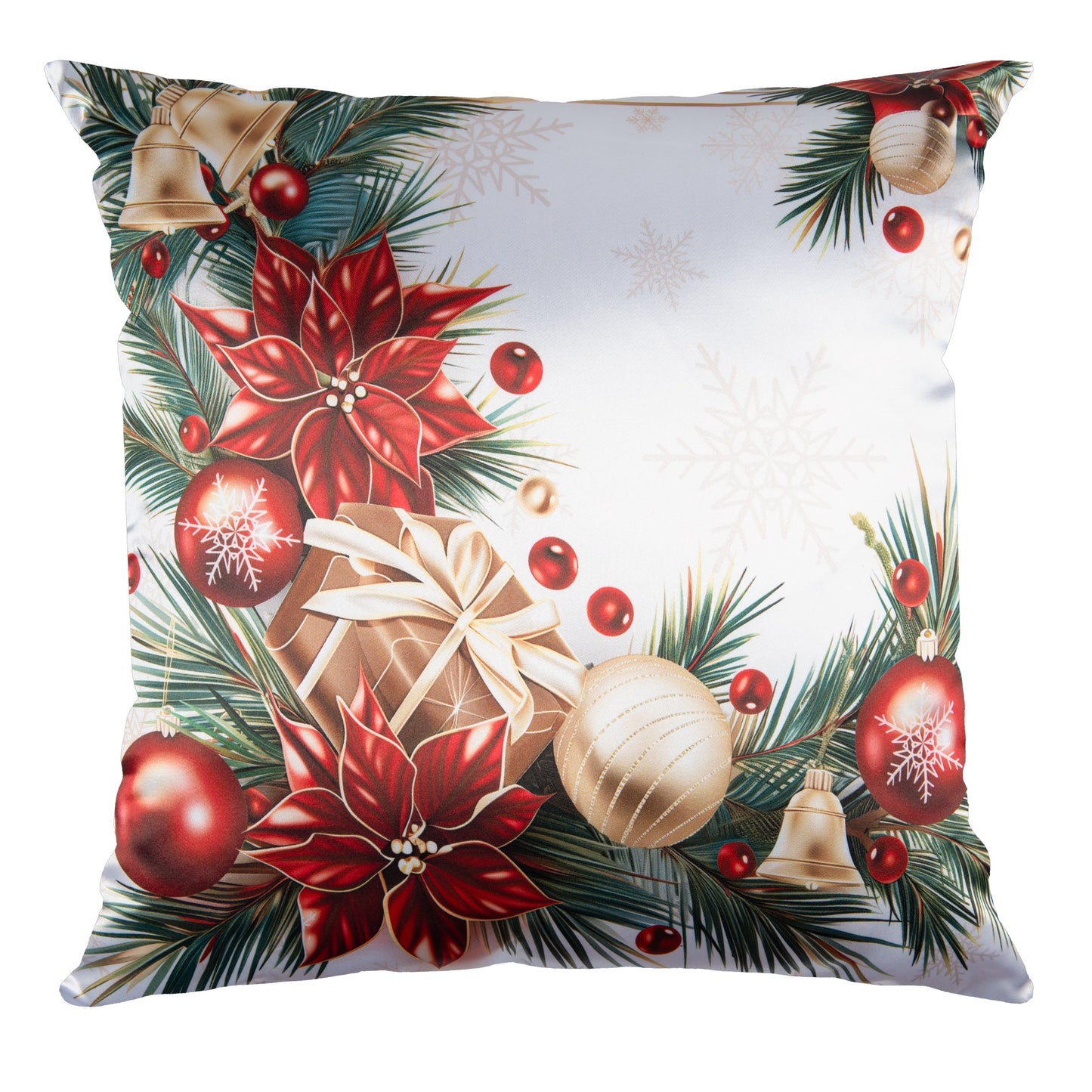 Capa Almofada Cetim Branco Champagne - Enfeites de Natal 43x43cm