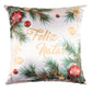 Capa Almofada Cetim Branco Champagne - Feliz Natal 43x43cm