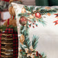 Capa Almofada Cetim Branco Champagne - Guirlanda c/ Enfeites de Natal 43x43cm