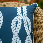 Capa Almofada Náutica Azul Branca com Cordonê 50x50