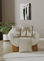 Capa Almofada Bordada Rústica Bege Donatella 43x43cm