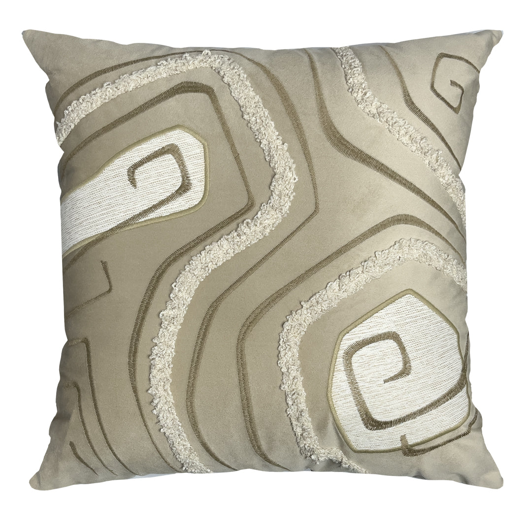 Capa Almofada Aveludada cor Linho Bordada 50x50cm Concept