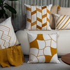 Capa Almofada cor Linho Bordada Boucle Mostarda 50x50cm Concept