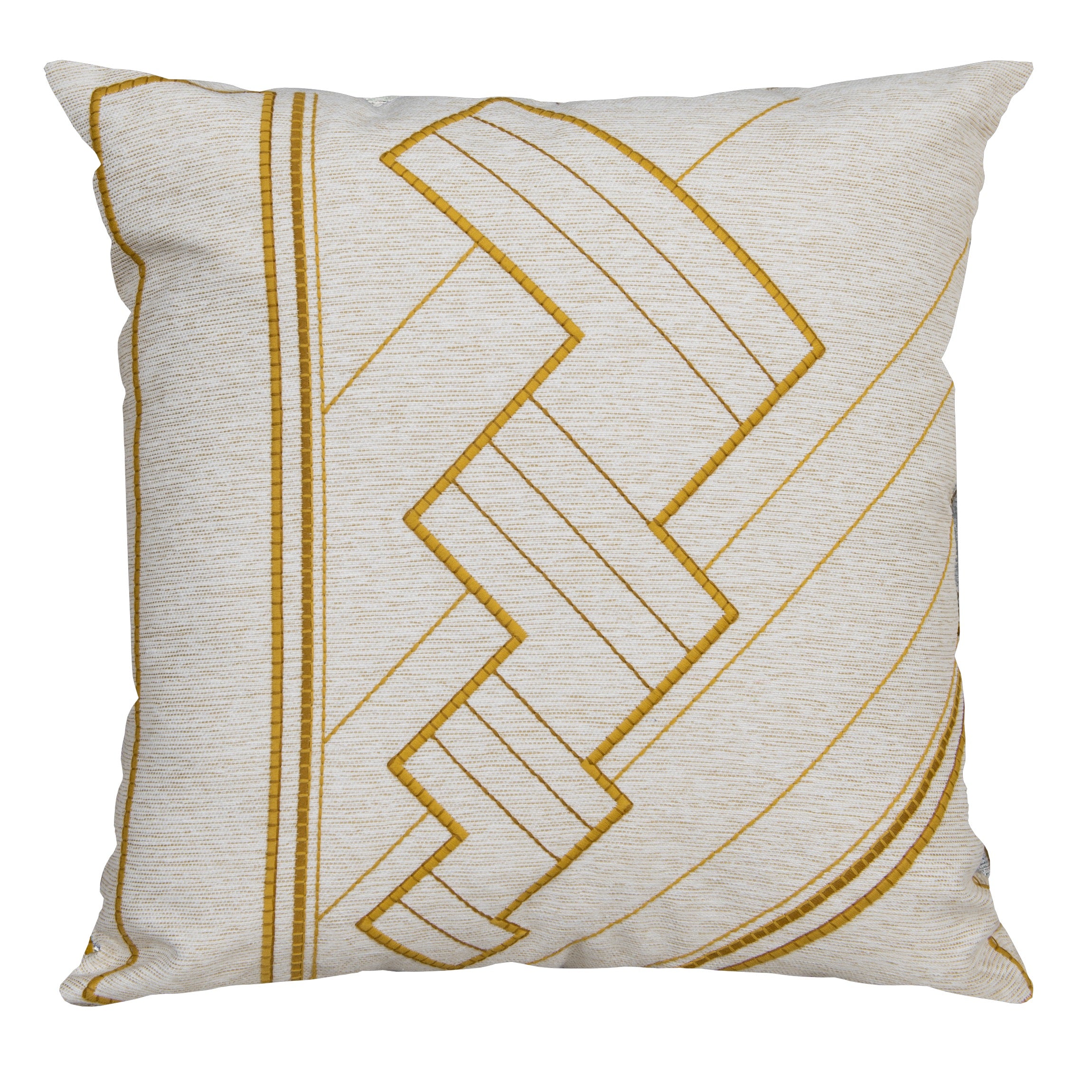 Capa Almofada cor Linho Bordada Mostarda 50x50cm Concept