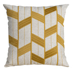 Capa Almofada cor Linho c/ Bordado Mostarda 50x50cm Concept