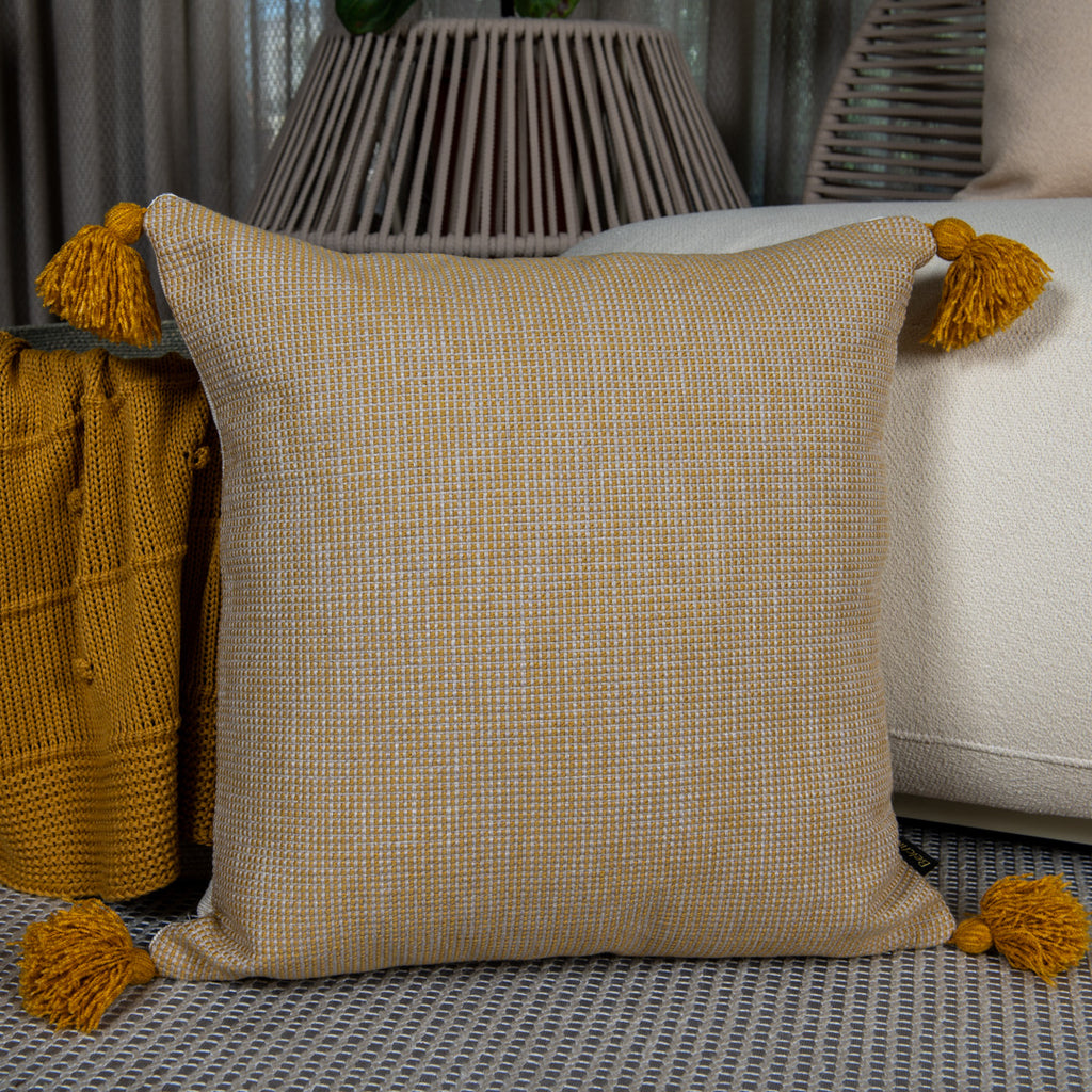 Capa Almofada Jacquard Mostarda c/ Tassel 50x50cm Concept