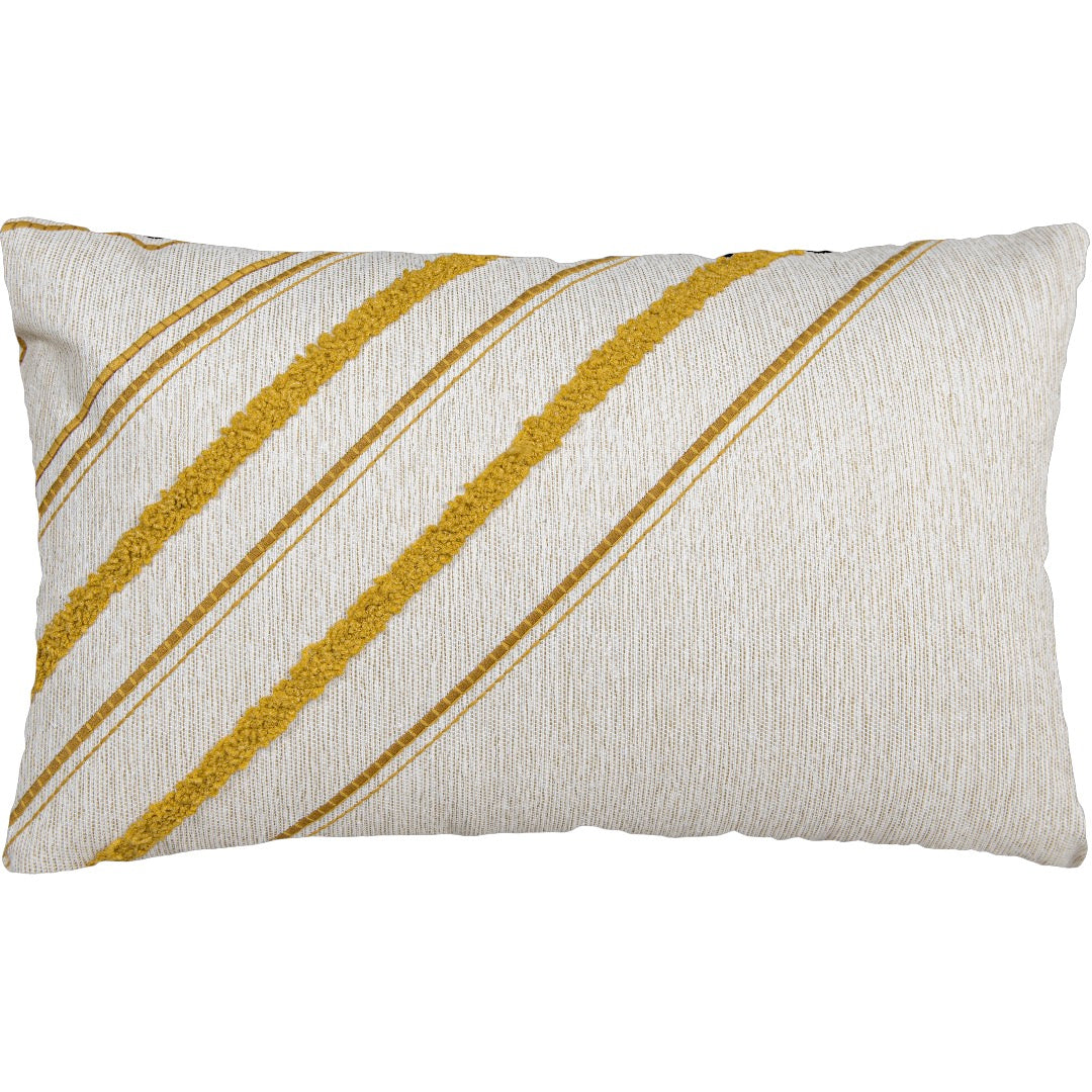 Capa Almofada cor Linho Bordada Boucle Mostarda 35x55cm Concept