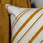 Capa Almofada cor Linho Bordada Boucle Mostarda 35x55cm Concept
