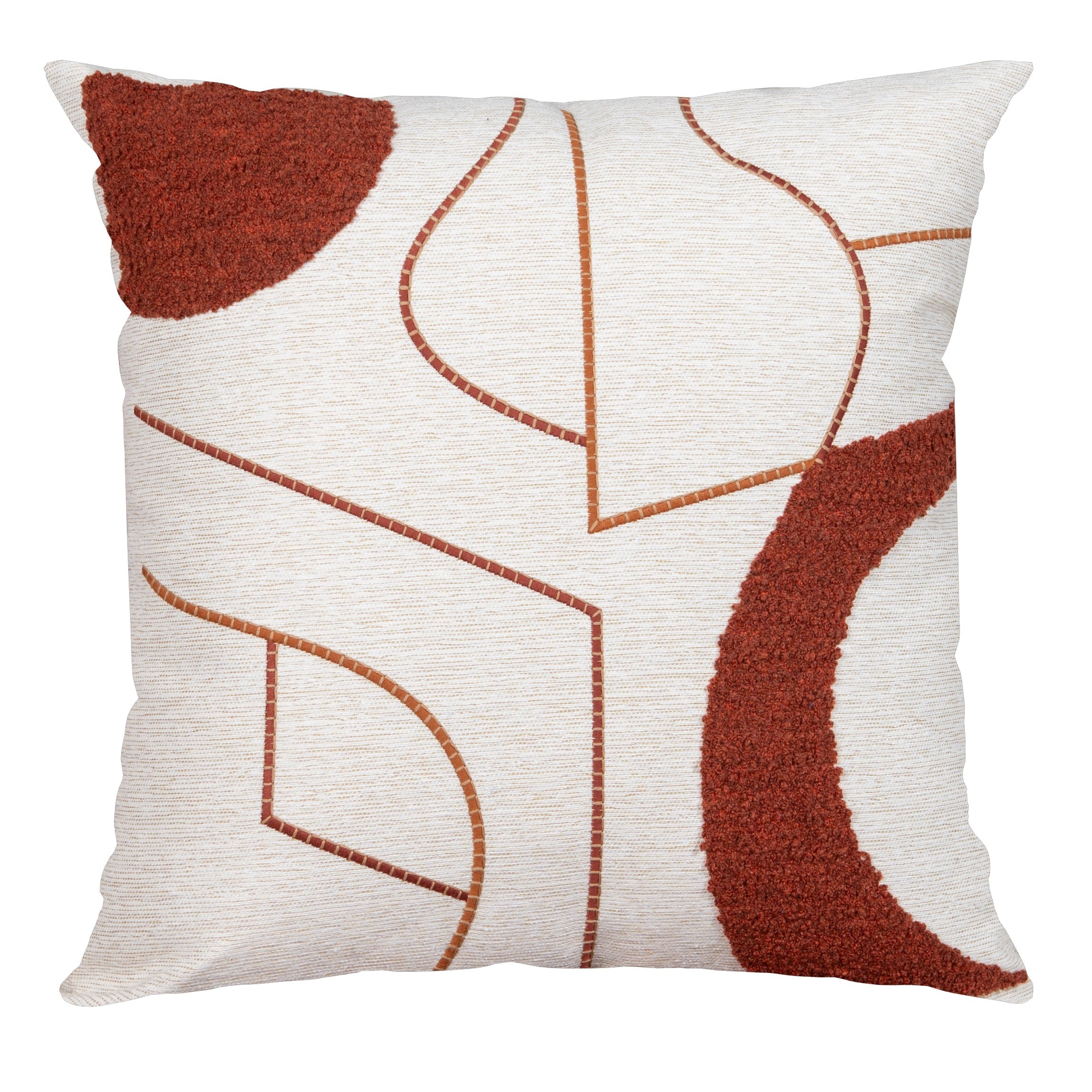 Capa Almofada cor Linho Bordada Boucle Terracota 50x50cm Concept