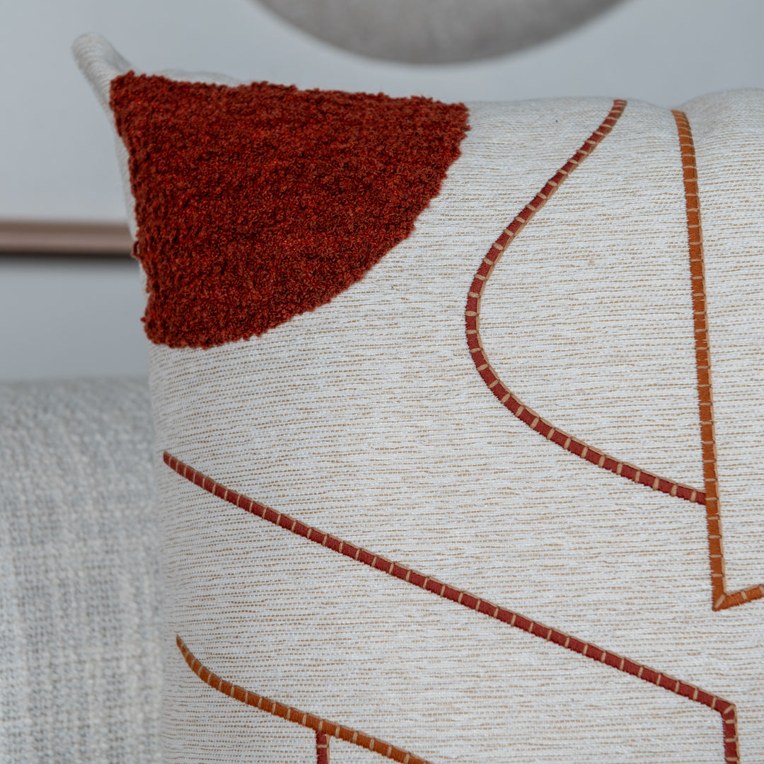 Capa Almofada cor Linho Bordada Boucle Terracota 50x50cm Concept