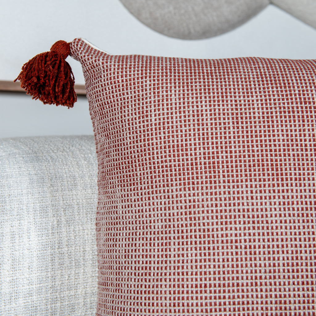 Capa Almofada Jacquard Terracota c/ Tassel 50x50cm Concept