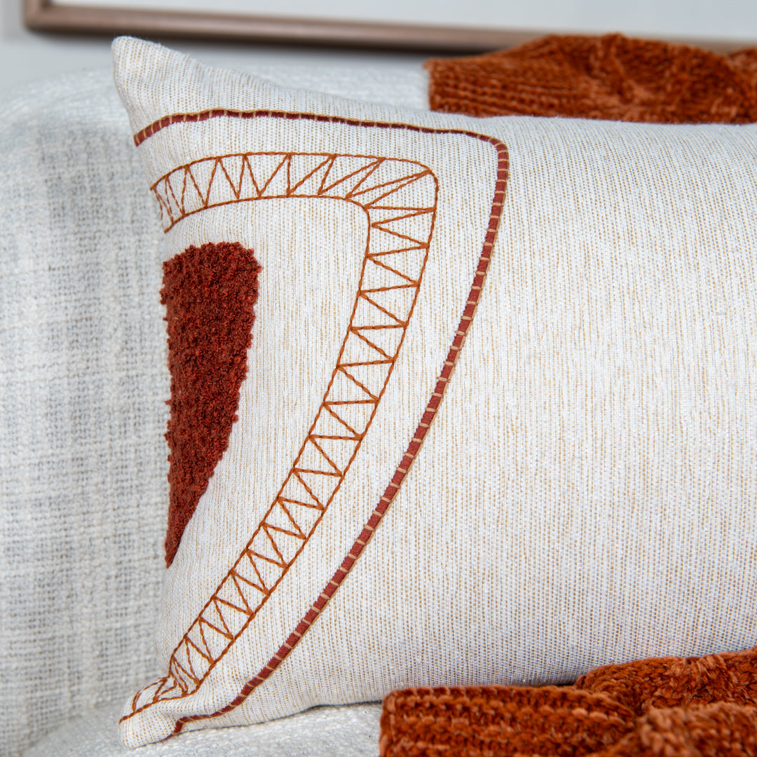 Capa Almofada cor Linho Bordada Boucle Terracota 35x55cm Concept