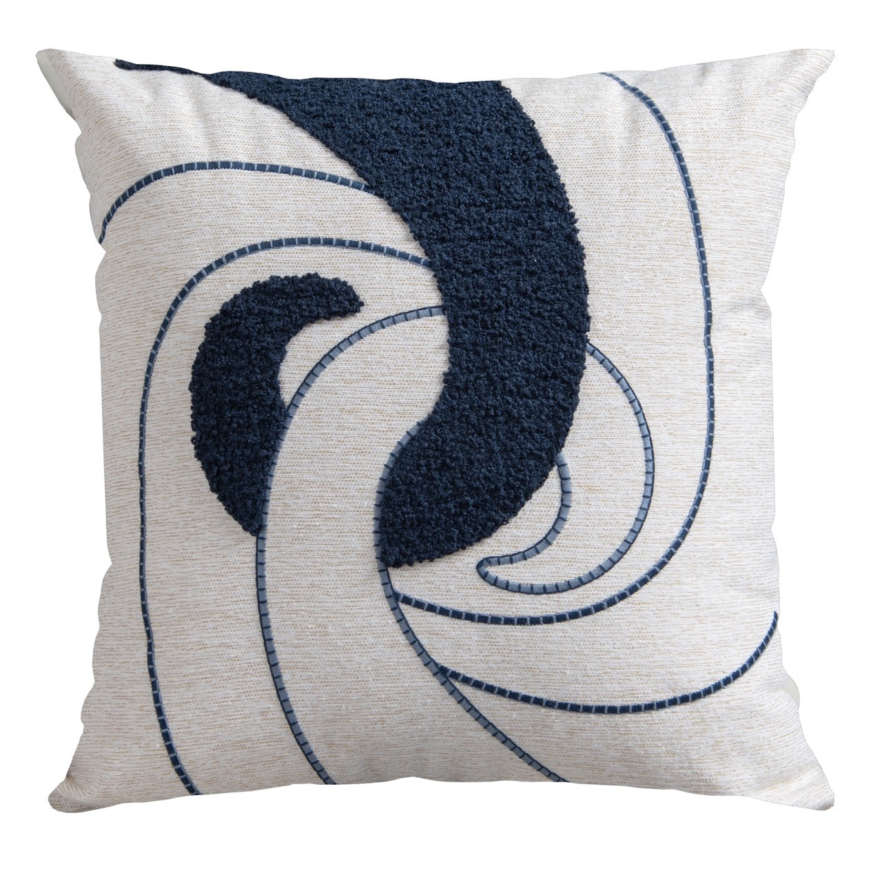 Capa Almofada cor Linho Bordada Boucle Azul 50x50cm Concept