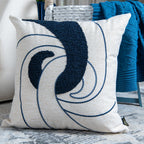 Capa Almofada cor Linho Bordada Boucle Azul 50x50cm Concept