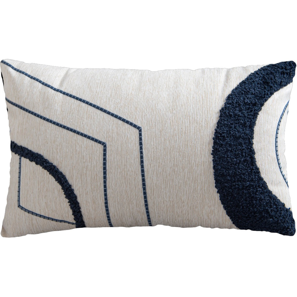 Capa Almofada cor Linho Bordada Boucle Azul 35x55cm Concept