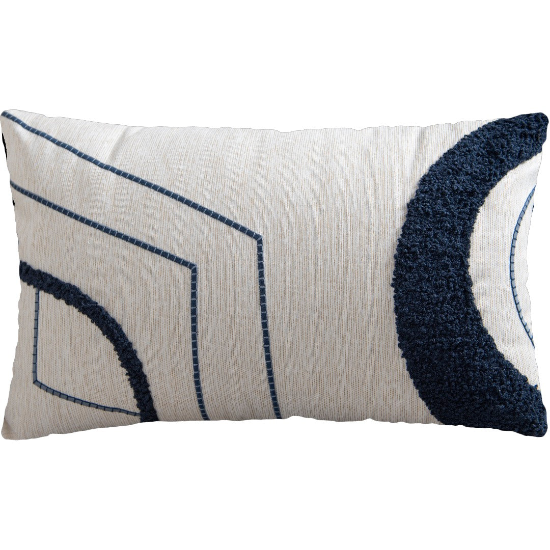 Capa Almofada cor Linho Bordada Boucle Azul 35x55cm Concept