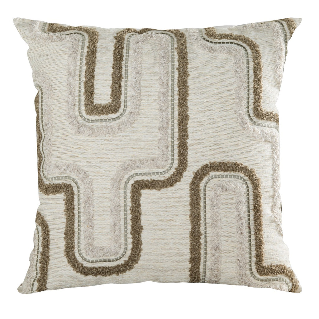Capa Almofada cor Linho Bordada com Fio Boucle Castor 50x50cm Concept