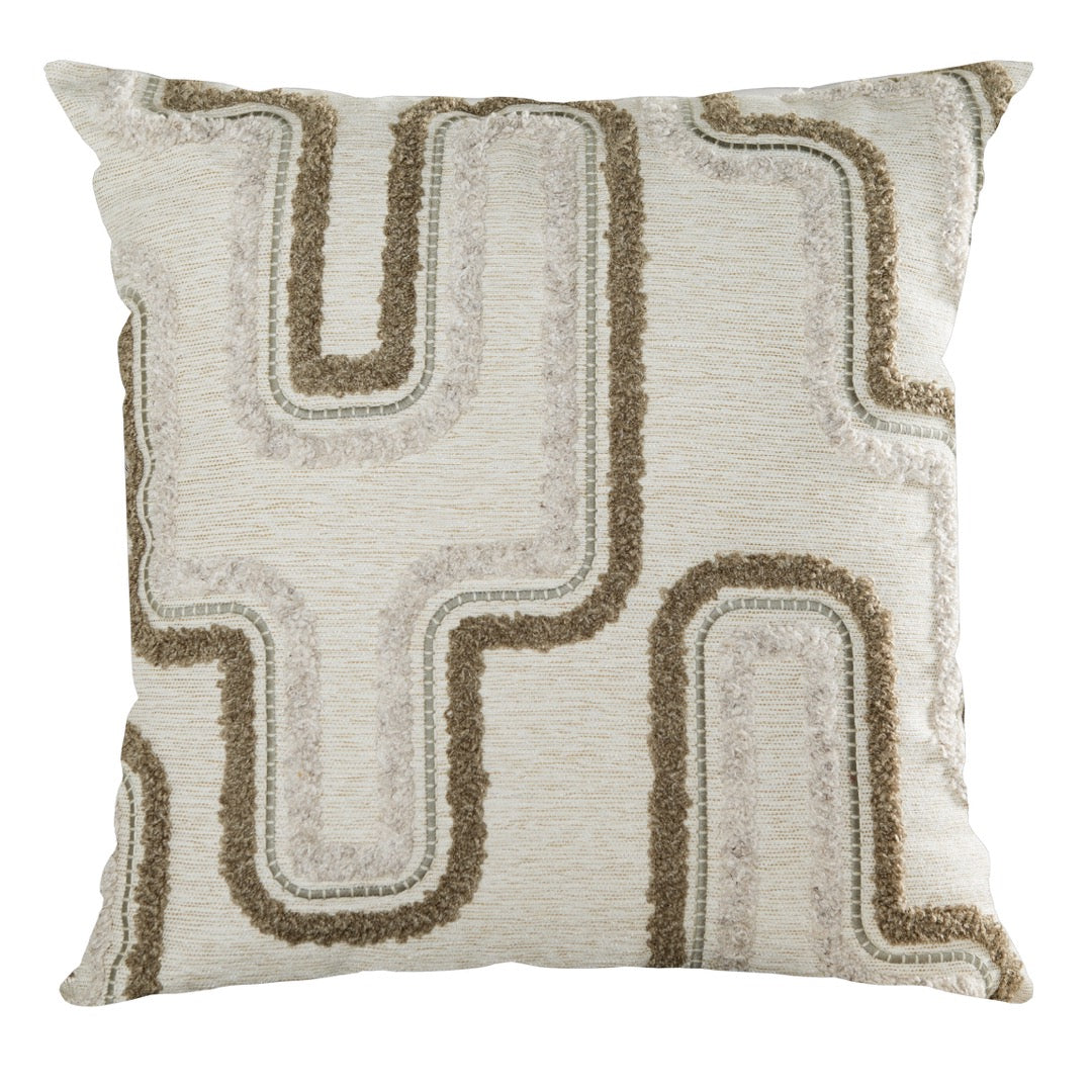 Capa Almofada cor Linho Bordada com Fio Boucle Castor 50x50cm Concept