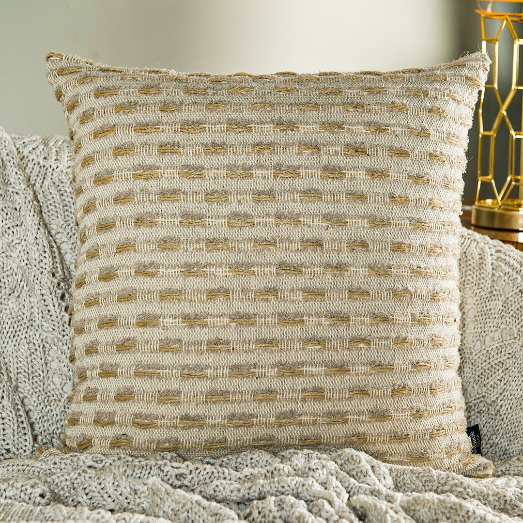 Capa Almofada Artesanal cor Kaki e Linho 50x50cm Concept