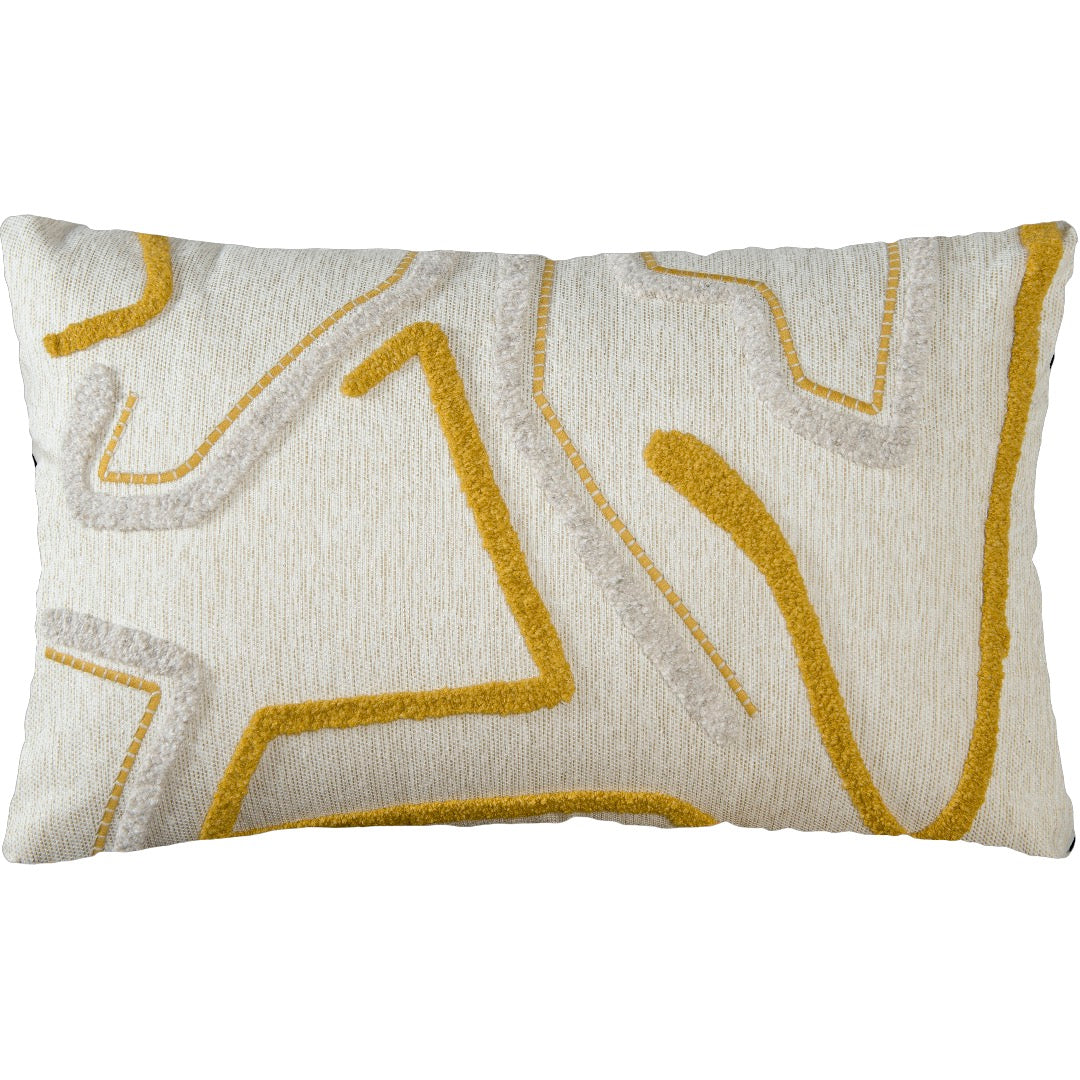 Capa Almofada cor Linho Bordado com Fio Boucle Amarelo 35x55cm Concept