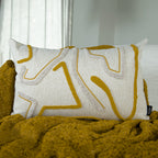 Capa Almofada cor Linho Bordado com Fio Boucle Amarelo 35x55cm Concept