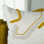 Capa Almofada cor Linho Bordado com Fio Boucle Amarelo 35x55cm Concept
