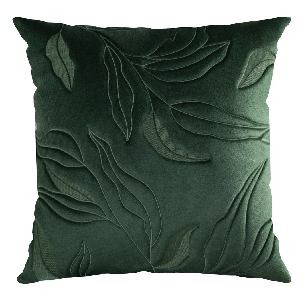 Capa Almofada Veludo Verde Bordado em 3D 50x50cm Concept