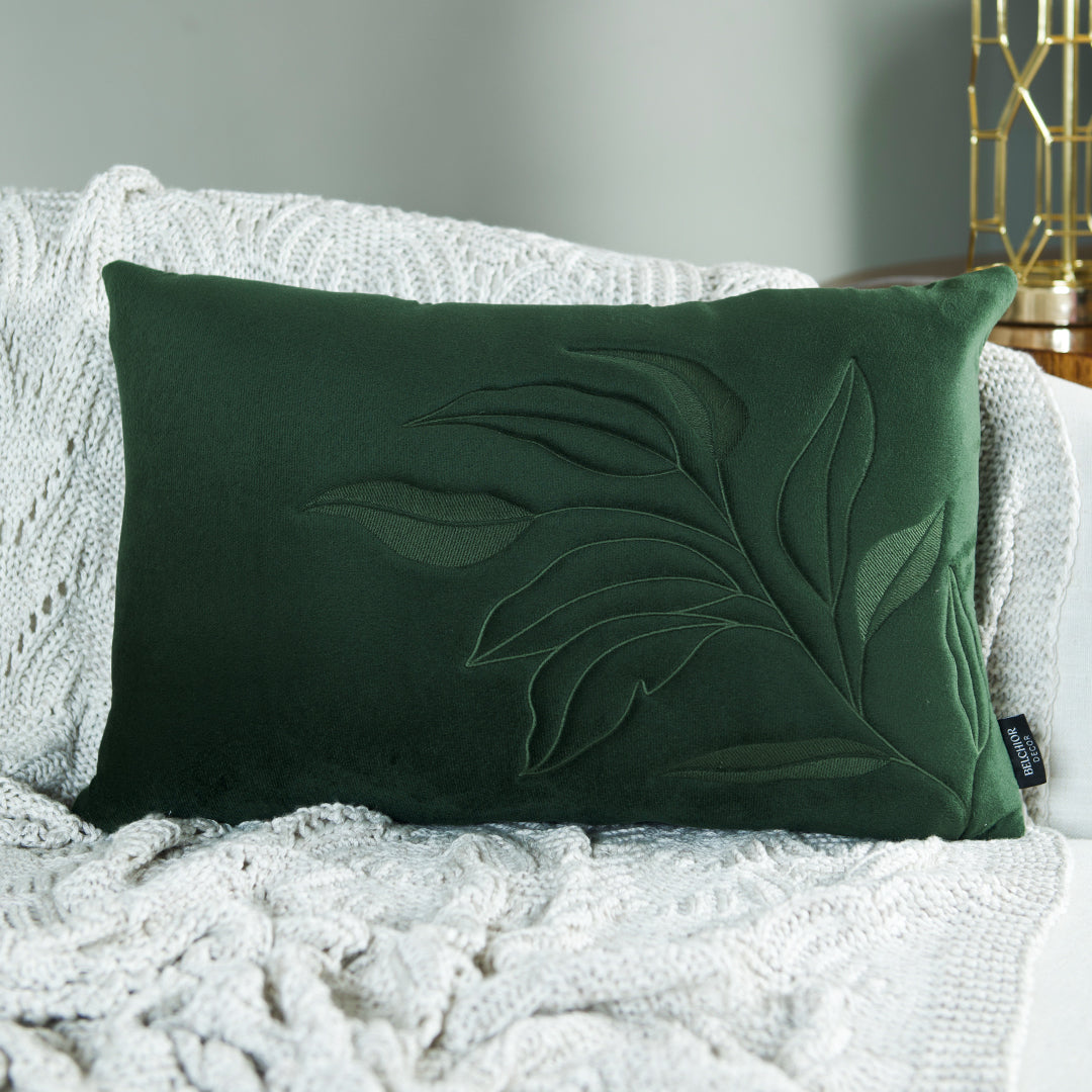 Capa Almofada Veludo Verde Bordado em 3D 35x55cm Concept
