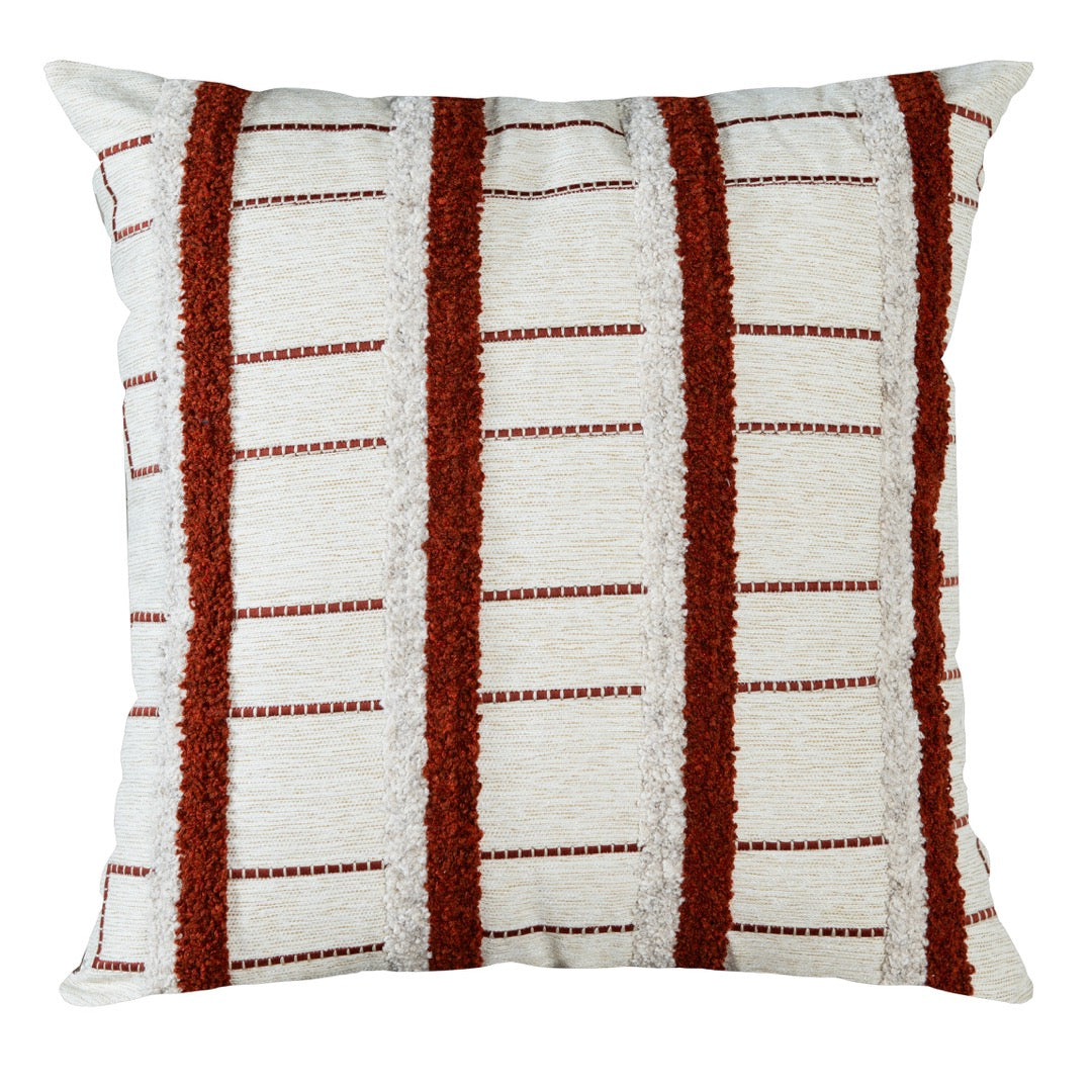 Capa Almofada cor Linho Bordada com Fio Boucle Terracota 50x50cm Concept