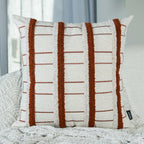 Capa Almofada cor Linho Bordada com Fio Boucle Terracota 50x50cm Concept